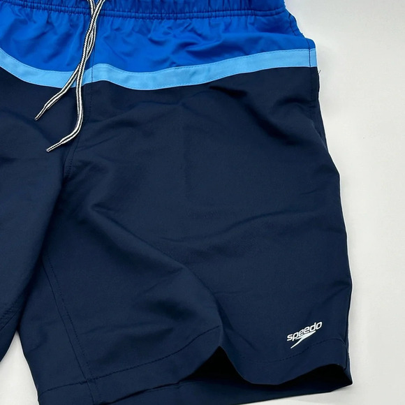 Men's Speedo Size Large 2-Way Stretch UPF 50+ Swim Trunks  Lined Shorts Blue - Picture 3 of 7